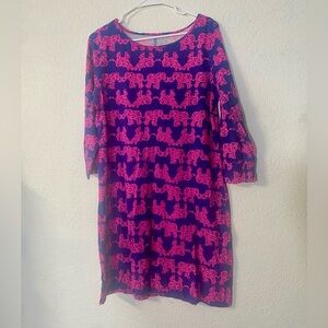 Lilly Pulitzer Marlowe Pink and Blue elephant print 100% Pima cotton L